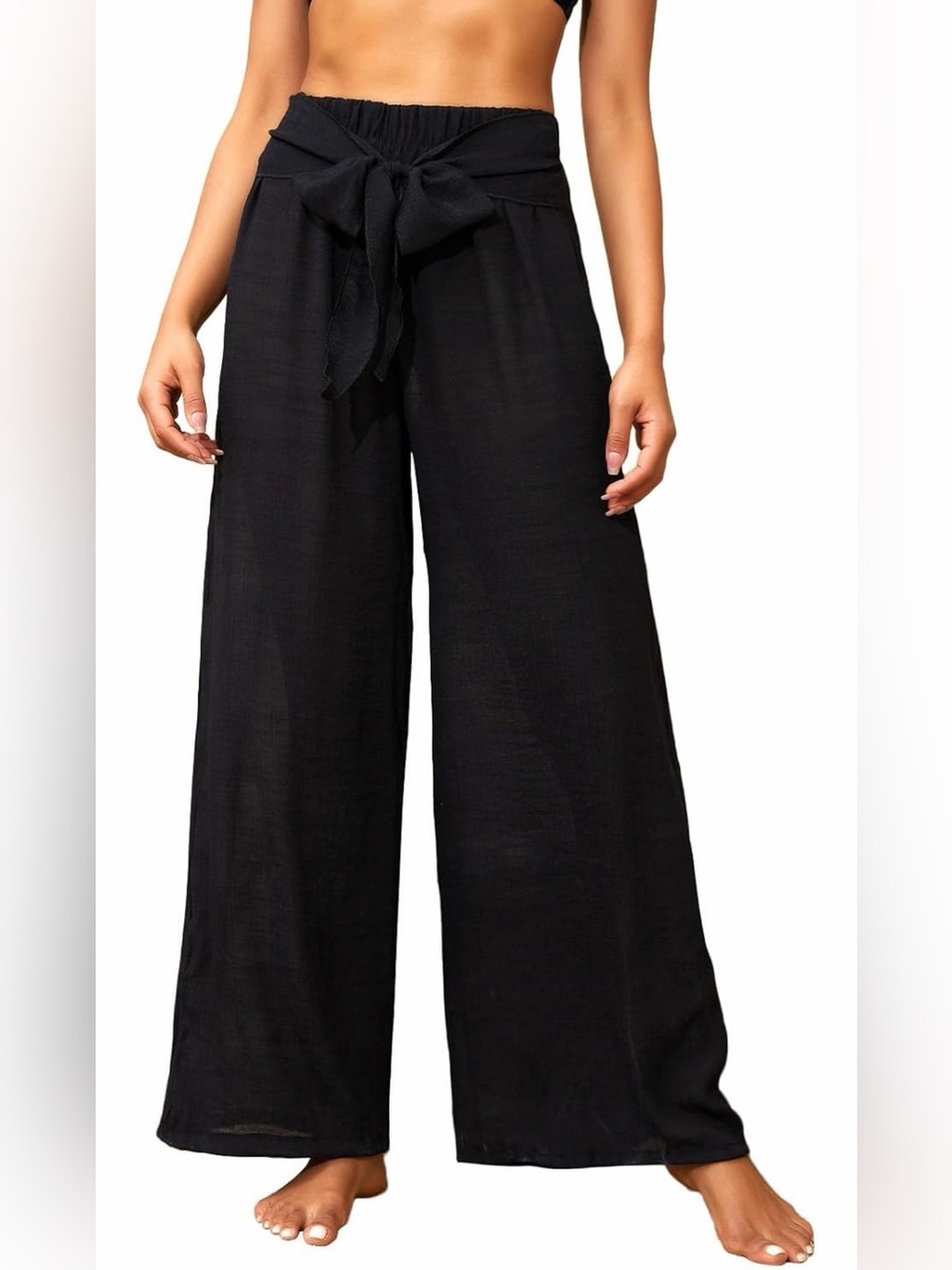 Women's Beach Cover Up Pants Mesh Wide Leg